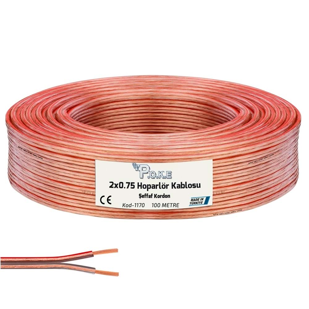 2X075 Hoparlör Kablosu Şeffaf Kordon