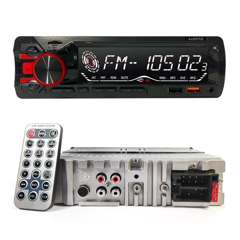 MEGA VM-948 Oto Teyp 4X60 Watt Bluetooth Büyük Ekran 2xUsb Sd Fm Aux 7 Renk
