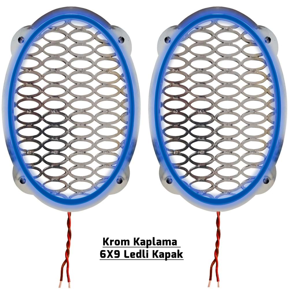 Krom Ledli Hoparlör Kapak Oval 2 Adet