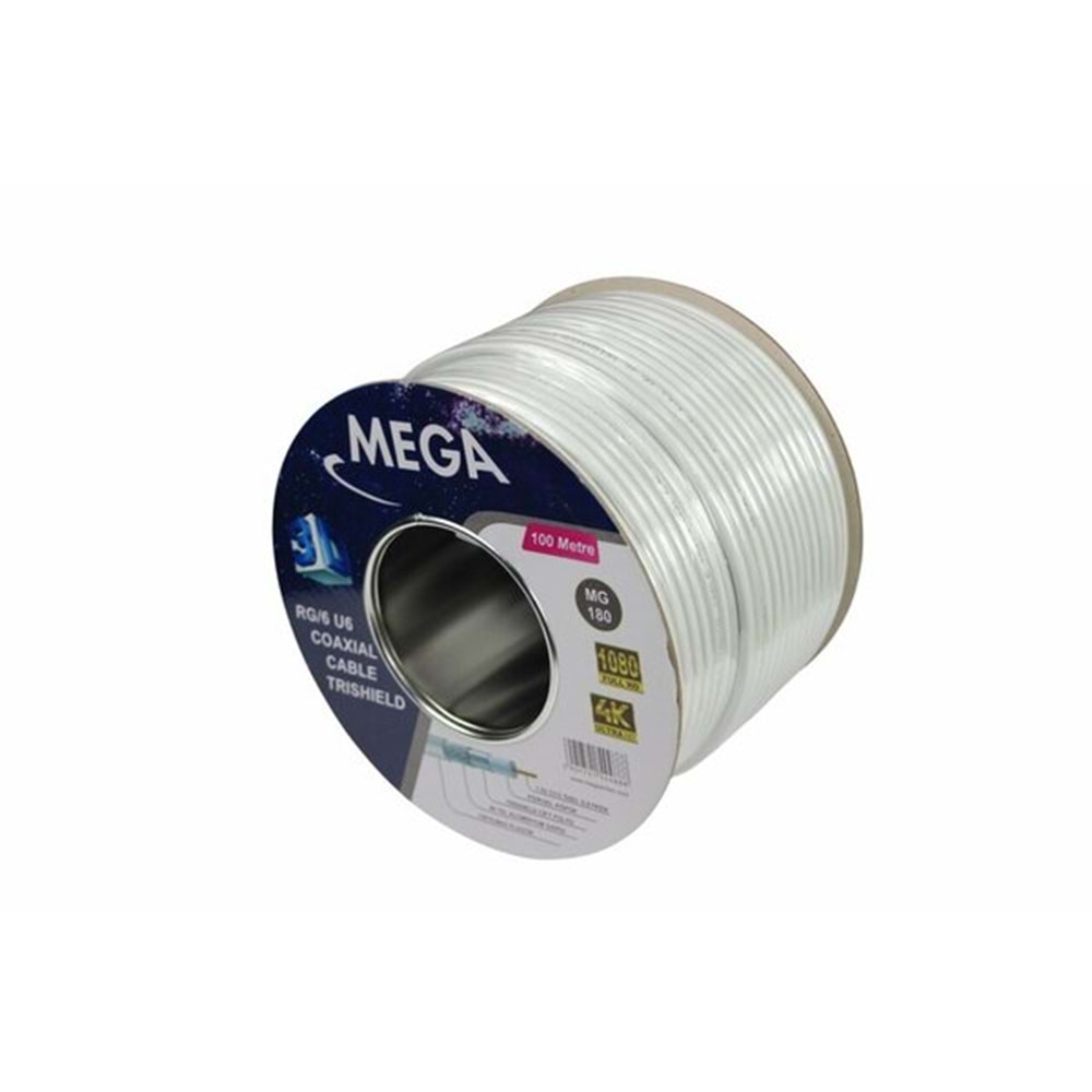 RG6 U6 80 TEL 100 MT BEYAZ MG-180 TRISHIELD MEGA