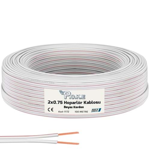 2x075 Hoparlör Kablosu Kordon Beyaz