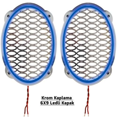 Krom Ledli Hoparlör Kapak Oval 2 Adet