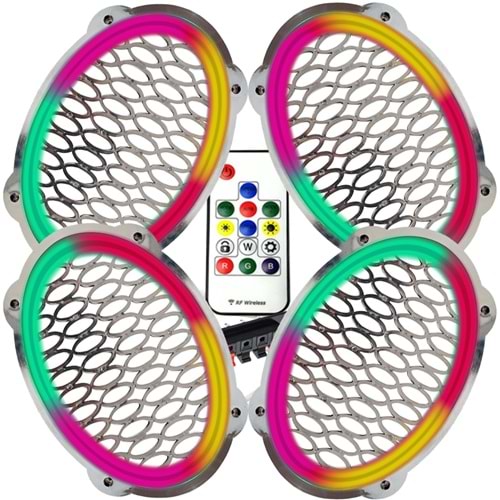 Krom Pixel Ledli Oval Hoparlör Kapak 4 Adet Animasyonlu