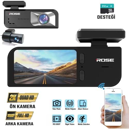 MR-76 Wifi İkili Araç içi ve Arka Kamera DVR Led Ekran Gece Görüşlü 2K+1K